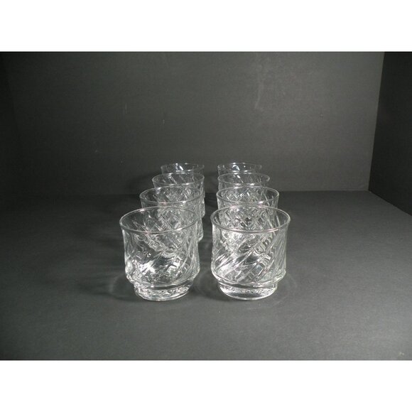 Tang Embossed Clear Glasses Set Of 8 With Swirled Pattern - Retro Drinkware - Picture 8 of 9